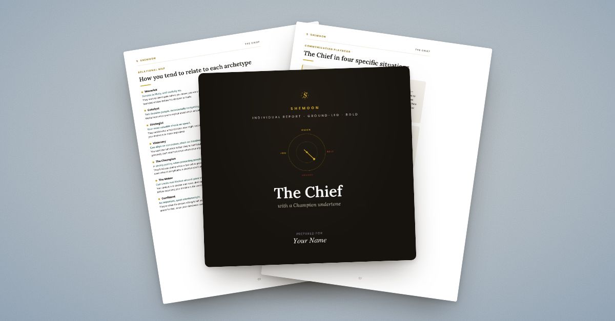 The Shemoon report for The Chief: cover and inside pages