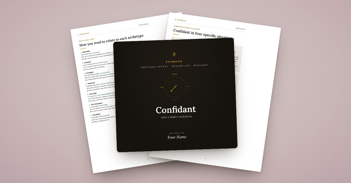 The Shemoon Confidant report: cover and inside pages