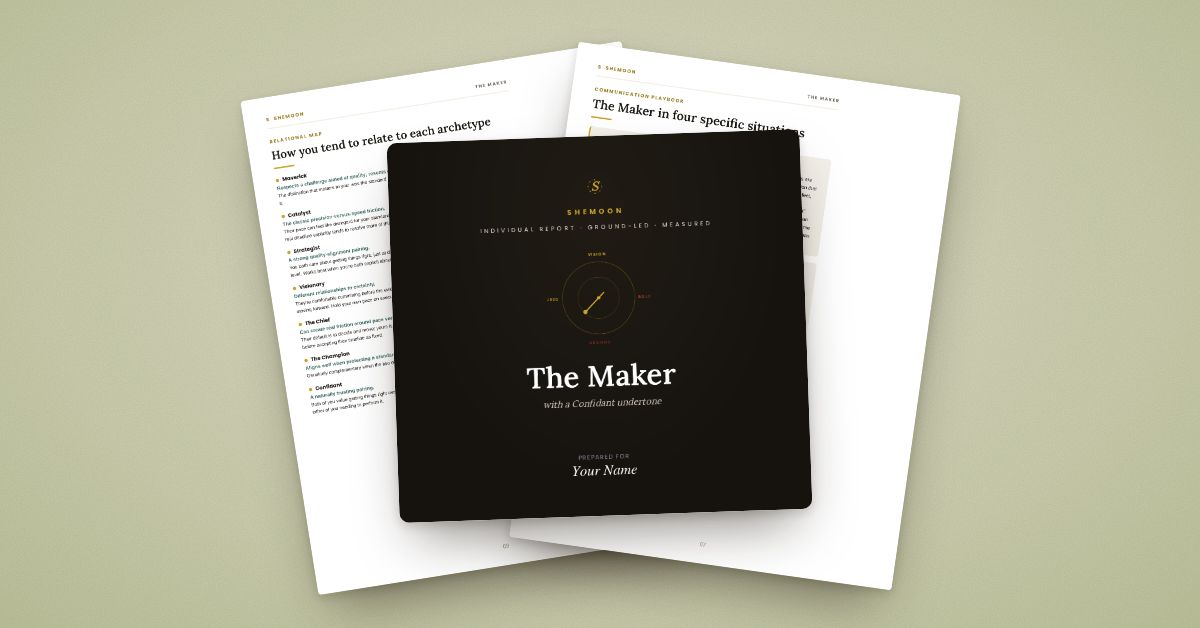 The Shemoon report for The Maker: cover and inside pages